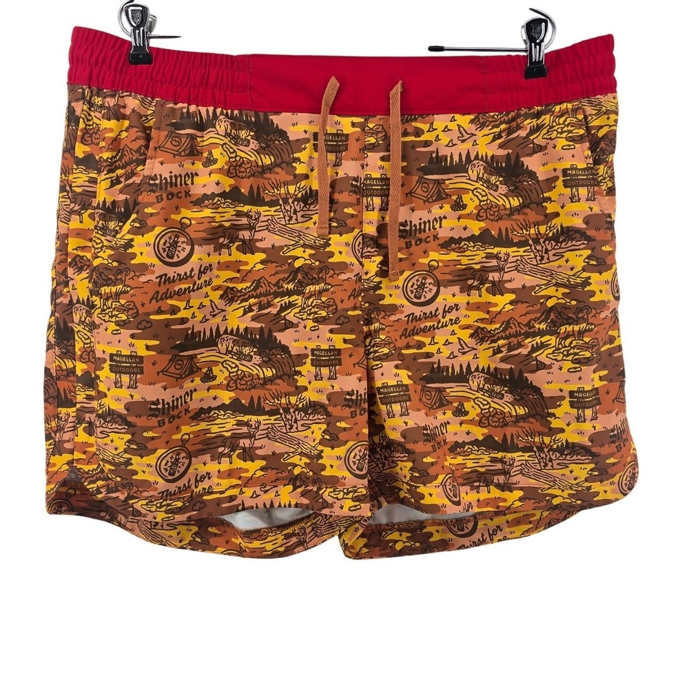 Magellan Shorts Mens XXL Shiner Bock Thirst For Adventure Orange Camo EUC